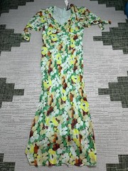 Anthropologie Dress Womens Medium Blue Yellow Red Floral Blouson New