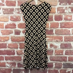 En Focus Studio Dress Womens 6 Tan Black Diamond Abstract Ruched Casual Career