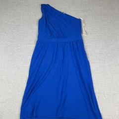 Tommy Bahama Dress Womens Small Blue One Shoulder Maxi Petites Casual Fit