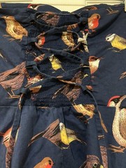 Topdress Sz XL Blue w/ Birds Halter Tie Neck , Laced Elastic Back Panel Zipper