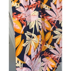 Lildy Split V-Neck Pleated Dress Tropical Floral Navy Orange Pink L-XL Pocketed