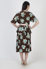 Vintage 40s Deco Dress Metal Side Zipper Peplum Full Skirt Hawaiian Tiki MCM