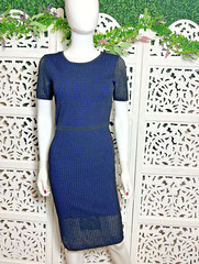 Revolve John + Jenn Women&rsquo;s Black Blue Eyelet Knit Bodycon Dress Size M