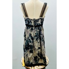 LOFT Floral Print Midi Dress 4P Sheer Straps Empire Waist Coquette Fairy BL Ink