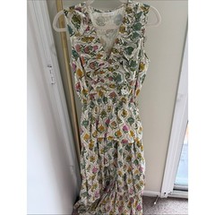Tuckernuck Anna Cate Floral Tiered Maxi Dress in White with Pink, Yellow & Green