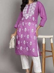 Women&rsquo;s Cotton 2 Piece Embroidered Chikankari Kurti Casual Wear