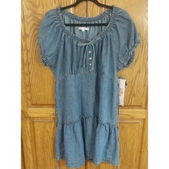 Celebrity Pink NWT Scoop Neck Drop Waist Denim Dress Size X-Large Vtg Med Blue