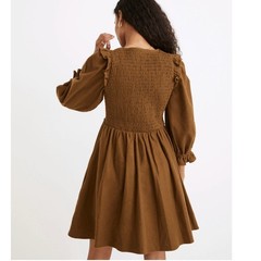 Madewell Flannel Lucie V-Neck Smocked Mini Dress Weathered Olive Women&rsquo;s Small
