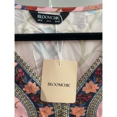BloomChic Boho Print V Neck Drawstring Dress NWT