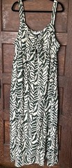 Eloquii Element Green Beige Zebra Print Tie Keyhole Maxi Dress 20 Linen Blend