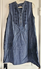 J Jill tencel linen blend chambray shift tank dress Sz L pockets