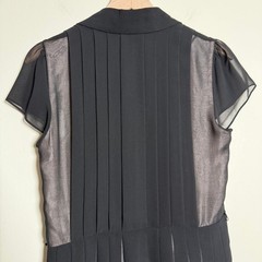 Talbots Womens Silk Sheath Dress 10P Black Pink Pleated Formal Modest Brunch