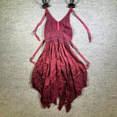 NEW My Choice Fit & Flare Mini Dress Women&rsquo;s L Red Rayon Embroidered Party NWT