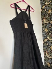 Bloomchic Black Halter Textured Maxi Dress Sz 10 NEW Smocking Adjustable Strap