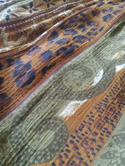 Vintage Select Brown and Green Beaded Floral Animal Print Dress Women&rsquo;s Medium