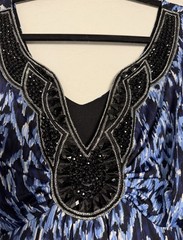 RN Studio Blue Multicolored Striped Floral Sleeveless Maxi Dress Women&rsquo;s Size 14