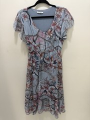 Elena Baldi Made in Italy Blue Floral Silk Blend Midi Dress – Size L