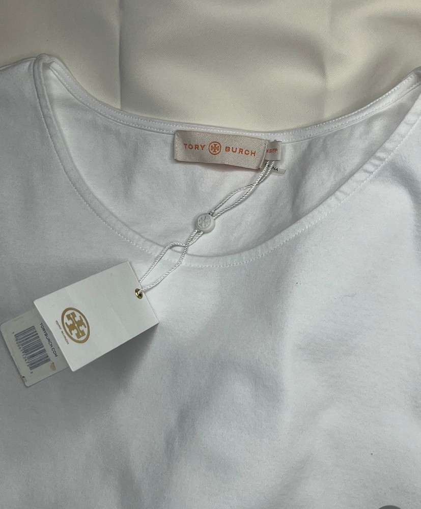 Tory Burch White Long Dress Solid No Pattern Short Sleeve Casual Elegant