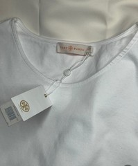 Tory Burch White Long Dress Solid No Pattern Short Sleeve Casual Elegant