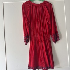 Melissa Odabash Red Embroidered Kaftan Mini Dress Cover Up XS 6-8