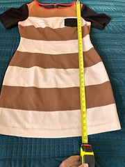 Jessica Howard Brown/White Striped Shift Dress Short Sleeve Round Neck 12