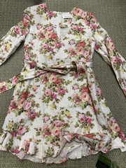 Zimmermann Mini Dress | Floral | Size 0 With Belt, Long Sleeve Deep V Neck