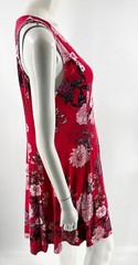 Premise Sleeveless Dress Size M Red Pink Floral Stretch Knit V Neck Womens