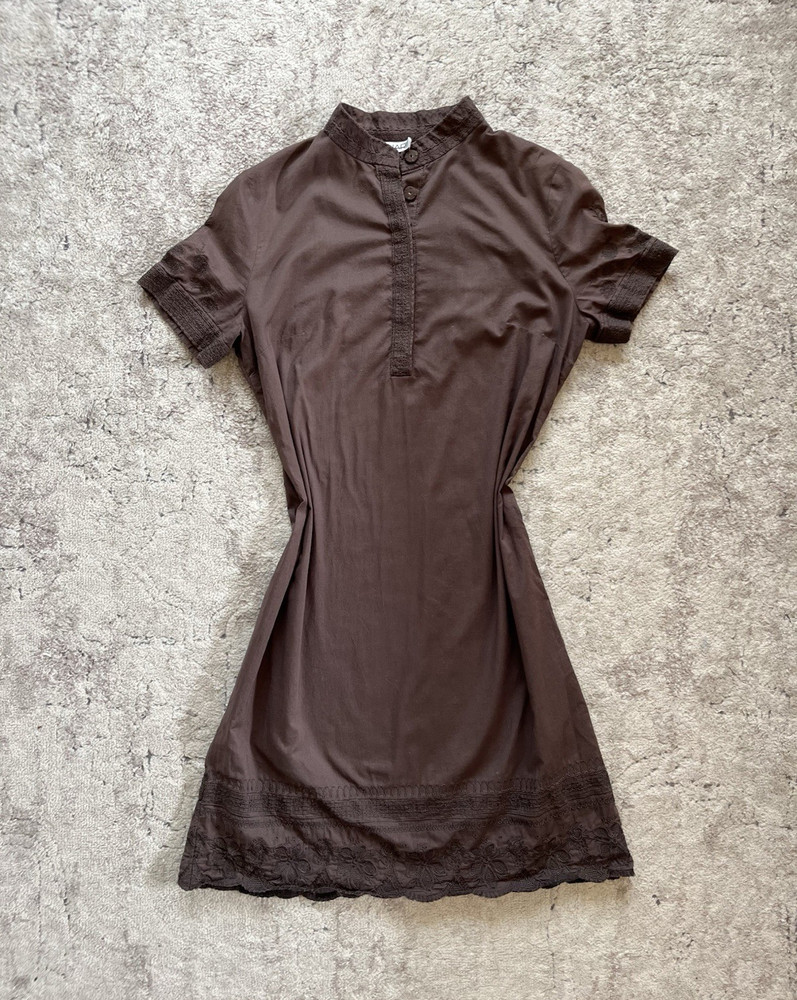 Tahari Women’s Size S Brown Solid Collared Short Sleeve Button T-Shirt Dress