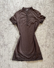Tahari Women’s Size S Brown Solid Collared Short Sleeve Button T-Shirt Dress