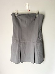 NWOT Abercrombie & Fitch Gray Pleated Strapless Mini Dress Skort Size L
