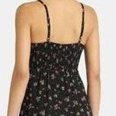 Babydoll Cottagecore Long Maxi Dress Sz S Blk Soot Floral Empire Seam Lace NWT