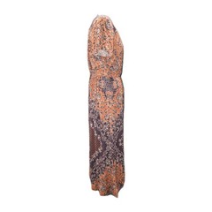 Maurices 1X plus womens maxi dress orange brown floral medallion boho hippie
