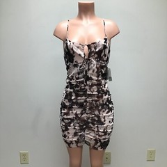 BP Womens Pink and Brown Hero Washed Sleeveless Mesh Lined Mini Bodycon Dress L