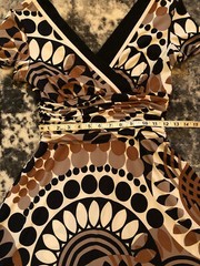 Cute! Vintage 10 Studio 1 Knit Dress Black White Geometric Ruched Stretch Waist