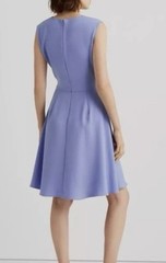 NWT Ralph Lauren Blue Double Faced Flare Sleeveless Dress Belted Size 14 dz8