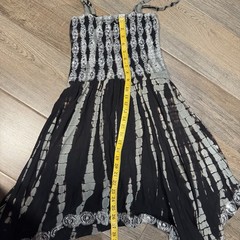 Smocked Spaghetti Strap Black Grey Tie-Dye Fairy Y2K Whimsigoth Summer Dress