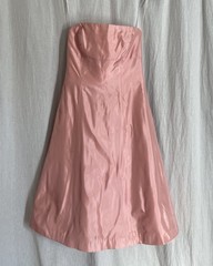 Vera Wang Dress Womens 6 Pink Strapless Taffeta Fit Flare Kick Pleat Formal FLAW