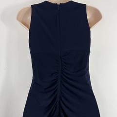 DJ-Jaz Dress Women&rsquo;s Size 4 Sleeveless Sheath Ruched Beaded Navy Blue Stretch