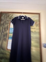SPANX AirEssentials Pique Polo Maxi Dress Navy Blue Size Medium Sporty Chic