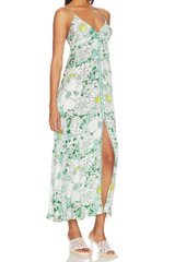 Poupette St. Barth Denise Green Floral V Neck Maxi Dress – Medium – msrp $450