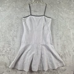 Rag & Bone Dune Dress Women 6 Black White Linen Blend Striped Drop Waist Minimal