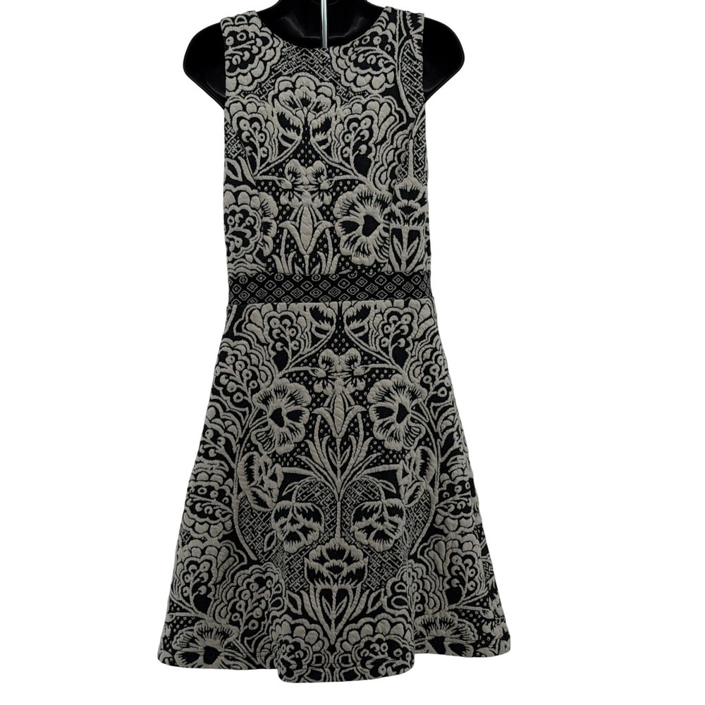 Anthropologie Ettwa Dress Womens S Floral Jacquard Fit Flare Sleeveless