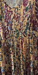 Plus Size 1XL Boho Floral Abstract Long Sleeve Tiered Maxi Dress