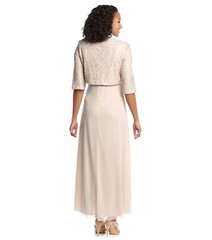 New! R&M Richards ~Size 12~ Lace Sequin 2-Piece Jacket Dress Champagne 2PC