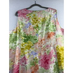 Talbots Woman 20W Sleeveless Floral Sheath Silk Dress Pink Yellow Green