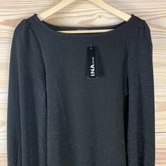 INA (i:na) Dress Medium Balloon Sleeve Black Sparkle Mini Occasion Cocktail NWT