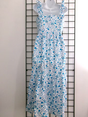 DRAPER JAMES 🌸 SIZE MEDIUM==STRETCH BODICE / AQUA FLORAL PRINT / MAXI DRESS