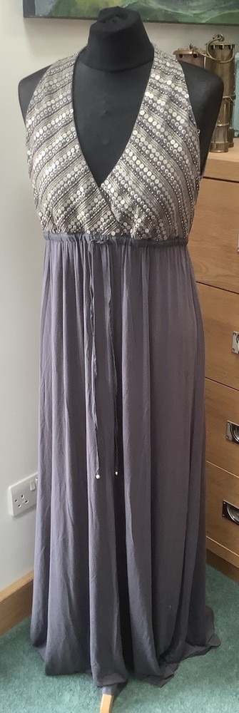 Monsoon Beaded Sequin Sleeveless Maxi Dress Size 12