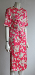 Hero Paris Two Piece Silk Costume Set Combo Skirt Blazer Pink Vintage 80s 38