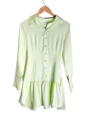 GRLFRND Mini Dress Extra Small Button Down Long Sleeve Lime Green